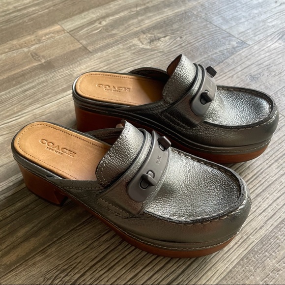 Coach Silver Metallic Clogs - Picture 4 of 6